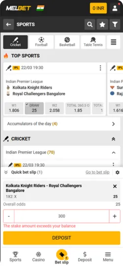Melbet cricket app 